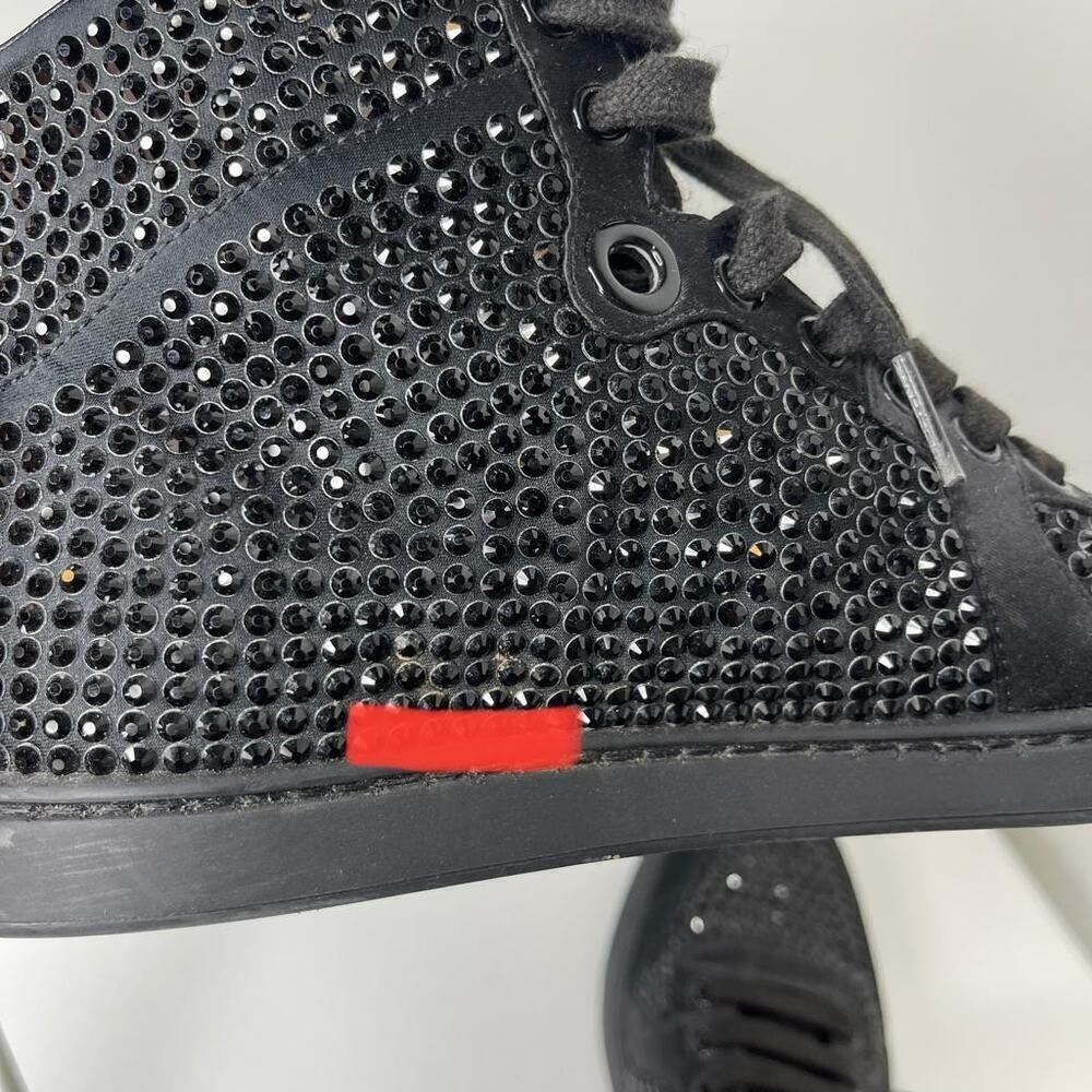 Gucci Black Satin Crystal Embellished Coda High Top Sneakers 36 - Picture 6 of 11
